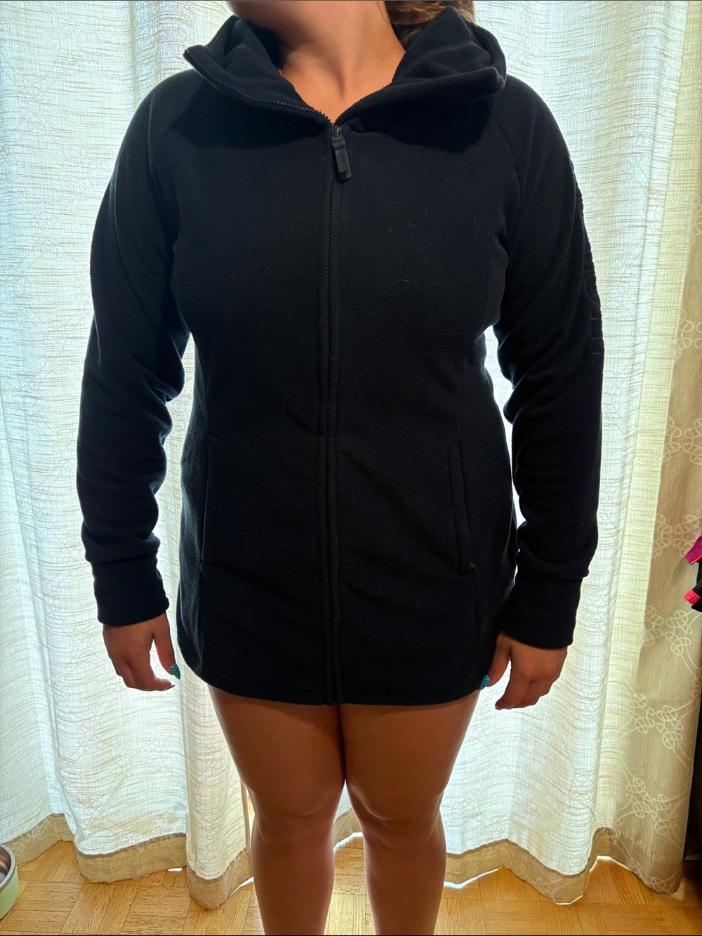 Women's Navy Bench Full-Zip Hooded Fleece Jacket